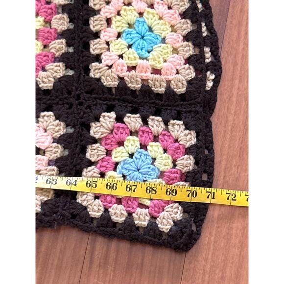 Vintage 70s Granny Square Crocheted Blanket - Picture 3 of 5